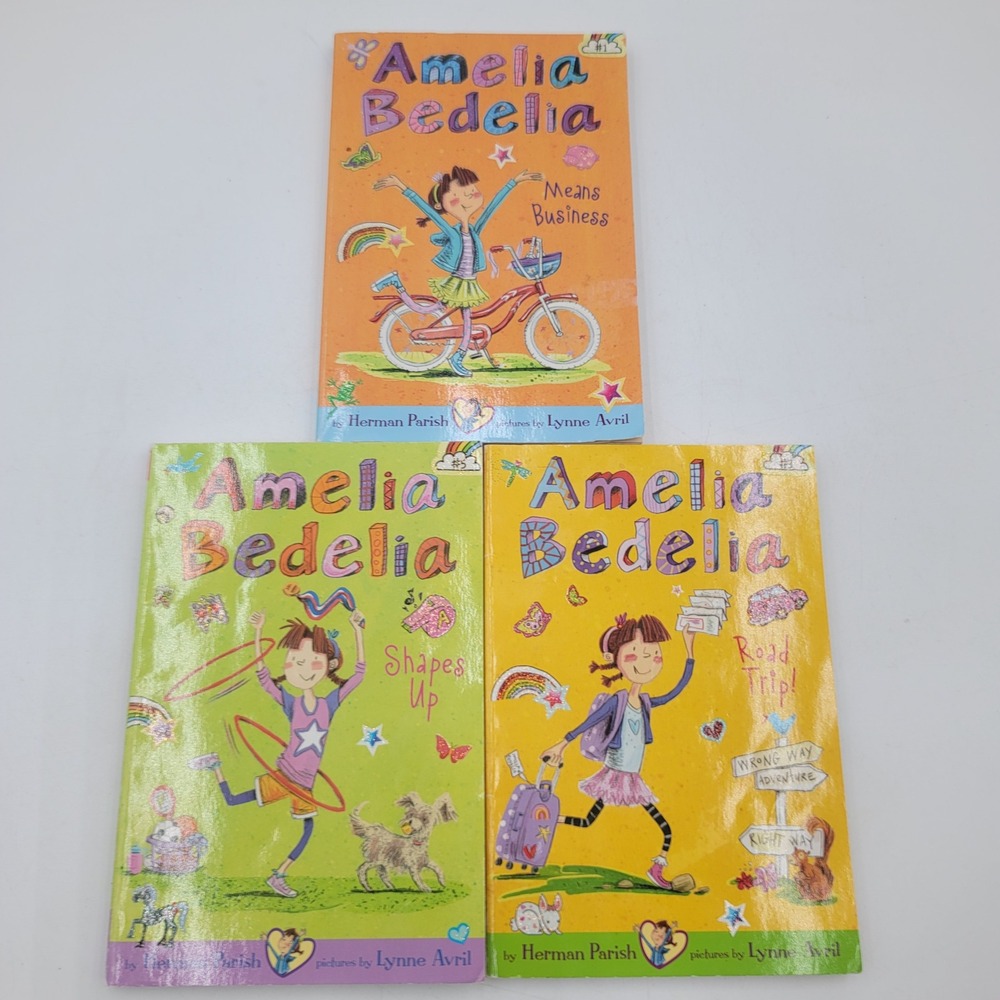 3 Amelia Bedelia Book Lot Means Business Road Trip Shapes Up Herman Parish 2013